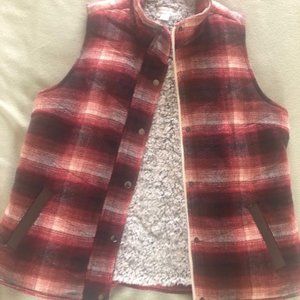 Plaid Faux Fur Vest